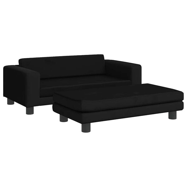 vidaXL Kindersofa mit Hocker Schwarz 100x50x30 cm Samt