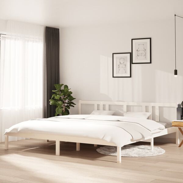 vidaXL Massivholzbett Wei&szlig; 200x200 cm