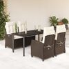 vidaXL 5-tlg. Garten-Essgruppe mit Kissen Braun Poly Rattan