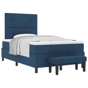 vidaXL Boxspringbett mit Kopfteil Blau 120 x 190 cm Stoff