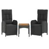 vidaXL Garten-Relaxst&uuml;hle 2 Stk. mit Tisch Schwarz Poly Rattan