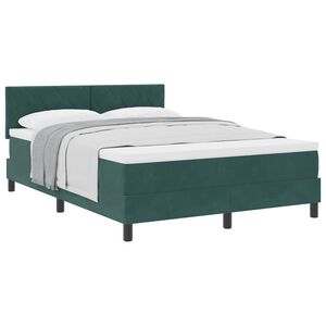 vidaXL Boxspringbett mit Matratze Dunkelgr&uuml;n 140 x 190 cm Samt
