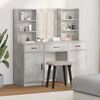 vidaXL Schminktischset mit LED mit T&uuml;r 3 pcs Beton Grau Holzwerkstoff