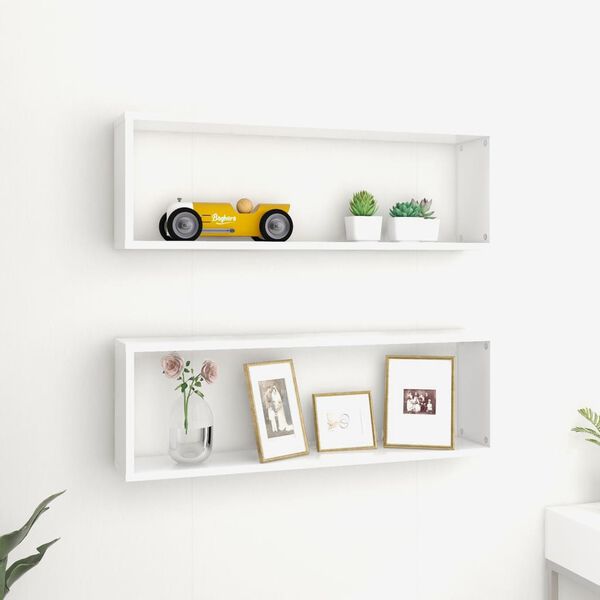 vidaXL W&uuml;rfelregale 2 Stk. Wei&szlig; 80x15x26,5 cm Holzwerkstoff