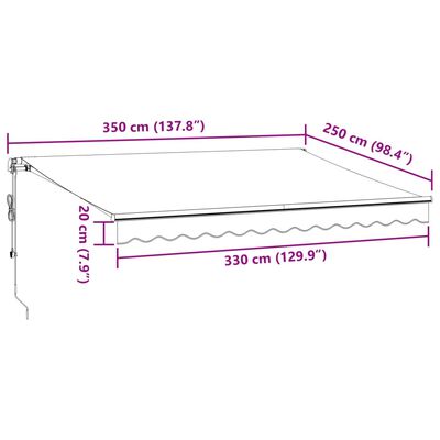 vidaXL Markise Automatisch mit LED Weinrot 350x250 cm