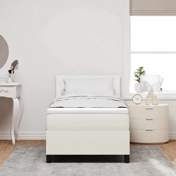 vidaXL Boxspringbett Creme und Wei&szlig; 203 x 90 x 88 cm Cordstoff
