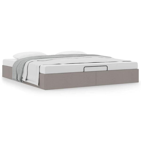 vidaXL Ottoman-Bett ohne Matratze Taupe 200x200 cm Stoff