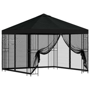 vidaXL Garten Pavillon mit Seitenw&auml;nden 3 x 3 m Schwarz