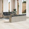 vidaXL Garten-Sofa-Set mit Kissen 9 pcs Hellgrau Poly Rattan