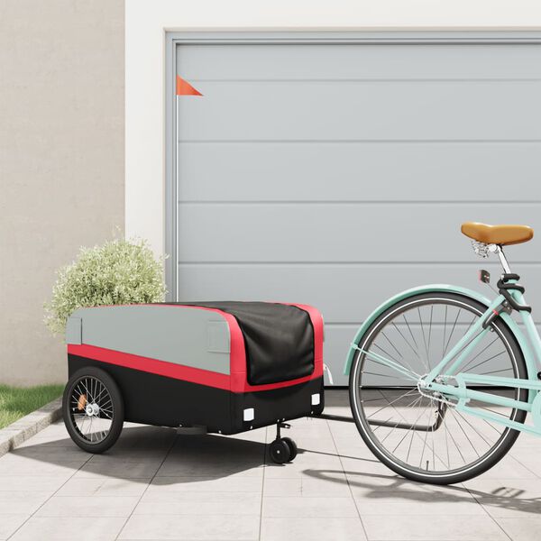 vidaXL Fahrradanh&auml;nger Schwarz und Rot 45 kg Eisen