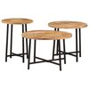 vidaXL Satztische 3 Stk. Massivholz Mango und Eisen
