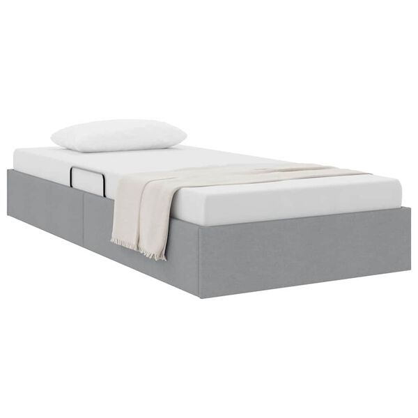 vidaXL Aufbewahrungsbett mit Matratze Hellgrau 90 x 190 cm Stoff