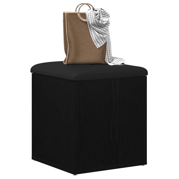 vidaXL Sitzbank mit Stauraum Schwarz Eichen-Optik 42 x 42 x 45 cm