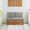 vidaXL 2 St&uuml;ck Outdoor Mittelsofa Massivholz Akazie Natur