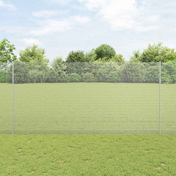 vidaXL Zaun mit Pfosten Silber 1,5 x 50 m Stahl
