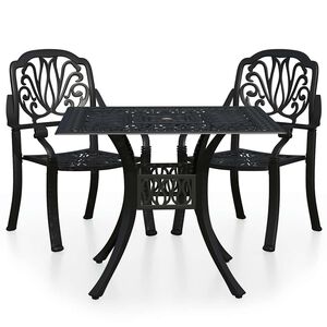 vidaXL 3-tlg. Bistro-Set Aluminiumguss Schwarz