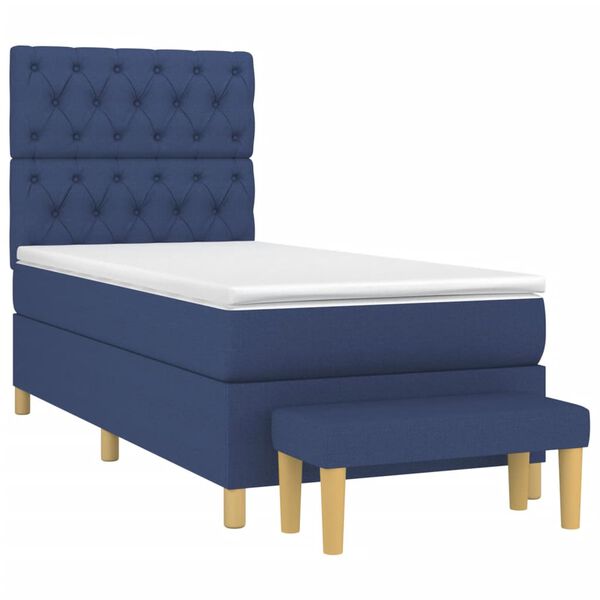 vidaXL Boxspringbett mit Matratze Blau 80x200 cm Stoff