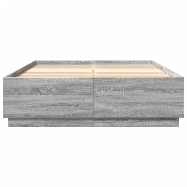 vidaXL Bettgestell Grau Sonoma 150x200 cm Holzwerkstoff