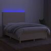 vidaXL Boxspringbett mit Matratze & LED Creme 140x200 cm Stoff