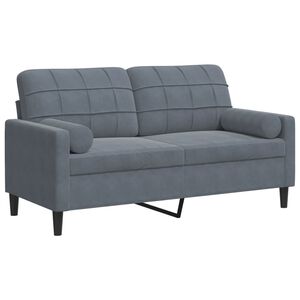 vidaXL 2-Sitzer-Sofa mit Zierkissen Dunkelgrau 140 cm Samt
