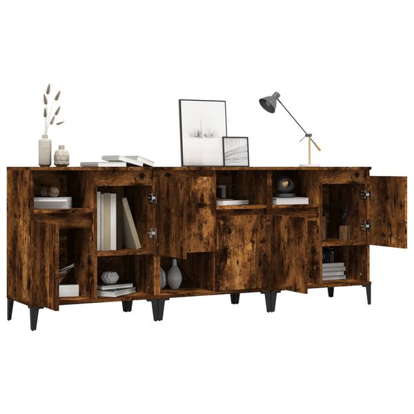 vidaXL Sideboards 3 Stk. R&auml;uchereiche 60x35x70 cm Holzwerkstoff