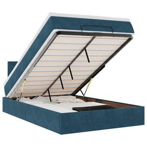 vidaXL Ottoman-Bett mit Matratze & LEDs Dunkelblau 120x200 cm Samt
