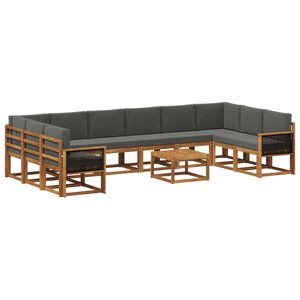 vidaXL Outdoor-Sofagarnitur 11 Stk. Natur und Anthrazit