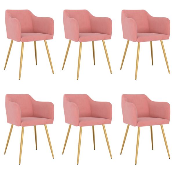 vidaXL Esszimmerst&uuml;hle 6 Stk. Rosa Samt