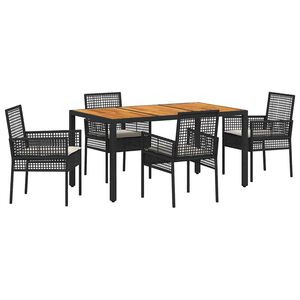vidaXL Garten Essgruppe 5 pcs Schwarz Poly-Rattan