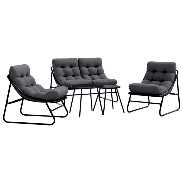vidaXL Garten Essgruppe 5 pcs Schwarz Stahl