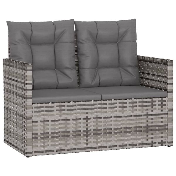 vidaXL 4-tlg. Garten-Lounge-Set mit Kissen Poly Rattan Grau
