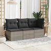 vidaXL Garten-Ecksofa mit Kissen Grau Poly Rattan