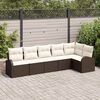vidaXL Sofa Set mit Kissen 6 pcs Braun und Wei&szlig; Poly-Rattan