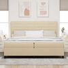 vidaXL LED Boxspringbett mit Matratze Creme 200 x 200 cm Stoff