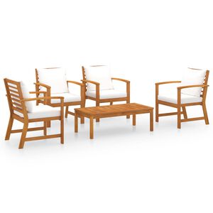 vidaXL 5-tlg. Garten-Lounge-Set mit Auflagen Massivholz Akazie