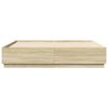 vidaXL Bettgestell mit LED Sonoma-Eiche 200x200 cm Holzwerkstoff