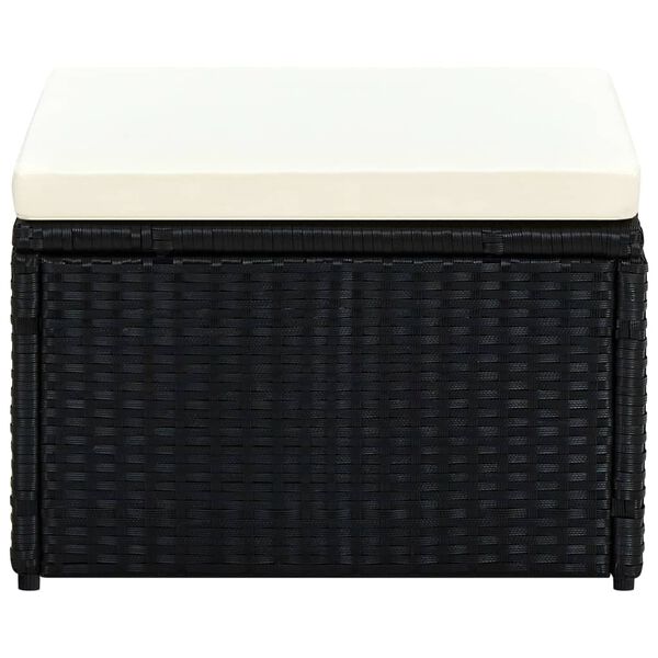 vidaXL Hocker mit Kissen Poly Rattan 53&times;53&times;30 cm Schwarz