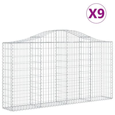 vidaXL Gabionen mit Hochbogen 9 Stk. 200x30x100/120cm Verzinktes Eisen