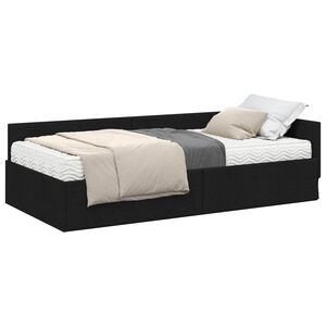vidaXL Eckbettgestell mit Matratze Sonstiges 2 pcs Gr&uuml;n Stoff