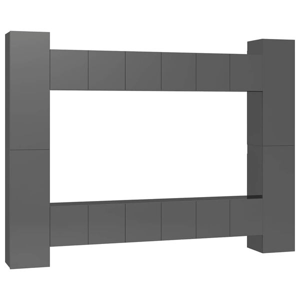 vidaXL 10-tlg. TV-Schrank-Set Hochglanz-Grau Holzwerkstoff