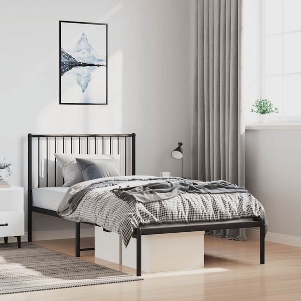 vidaXL Bettgestell mit Kopfteil Metall Schwarz 100x190 cm