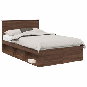 vidaXL Bettrahmen Braun Eichen-Optik 120 x 200 cm Massives Kiefernholz