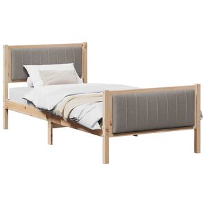 vidaXL Bettgestell Braun und Taupe 90 x 190 cm Massivholz Kiefer