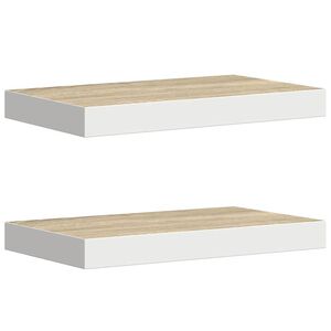 vidaXL Schweberegale 2 Stk. Eichen-Optik und Wei&szlig; 40x23,5x3,8 cm MDF