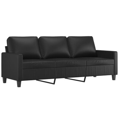 vidaXL 3-Sitzer-Sofa Schwarz 180 cm Kunstleder