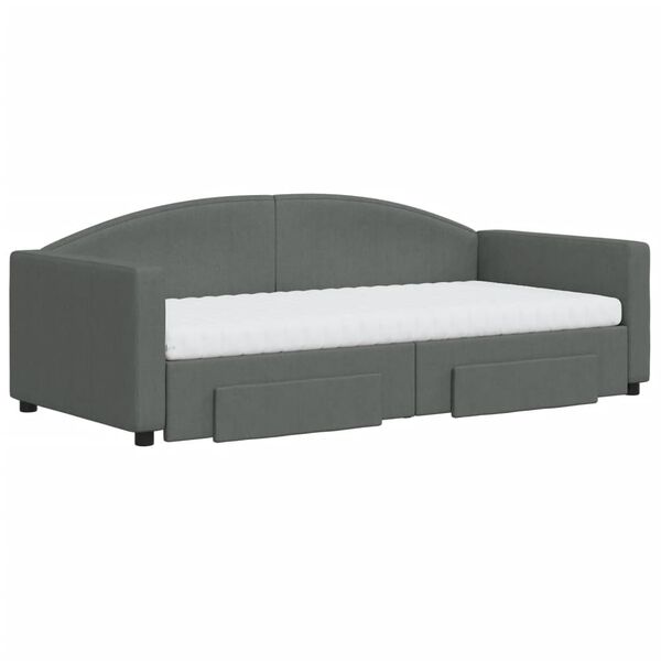 vidaXL Tagesbett Ausziehbar mit Schubladen Dunkelgrau 90x190 cm Stoff