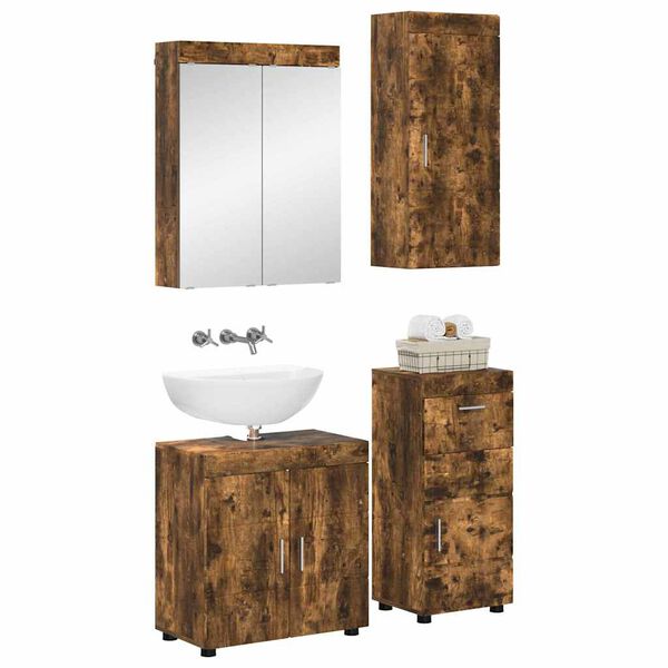 vidaXL Badezimmerm&ouml;bel-Set TULUM Ger&auml;ucherte Eiche Holzwerkstoff