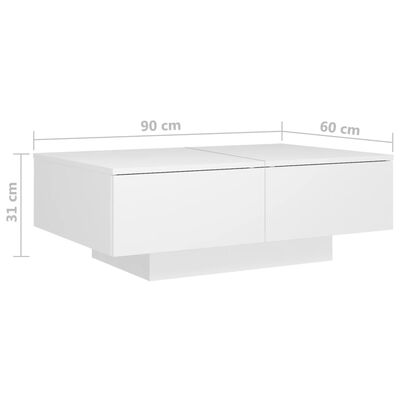 vidaXL Couchtisch Weiß 90x60x31 cm Holzwerkstoff