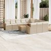 vidaXL 12-tlg. Garten-Sofagarnitur mit Kissen Beige Poly Rattan