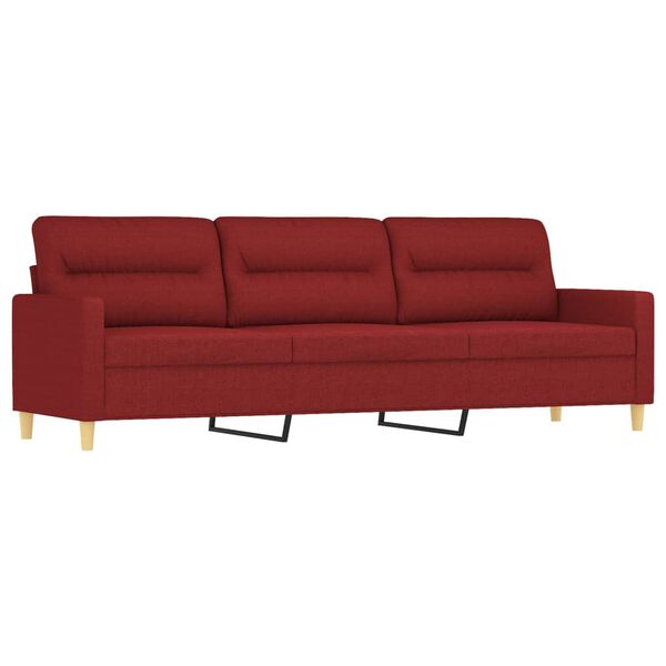 vidaXL 3-Sitzer-Sofa mit Kissen Weinrot 210 cm Stoff